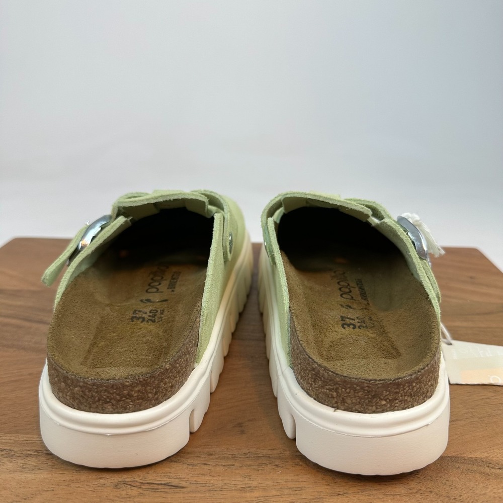 New NWT Womens Birkenstock Papillio Chunk7 Boston Green Suede Clogs Size 37 US 6 - Picture 6 of 8